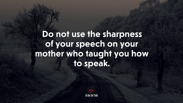 Do not use the sharpness of your speech on your mother who taught you how to speak. | Ali ibn Abi Talib quote