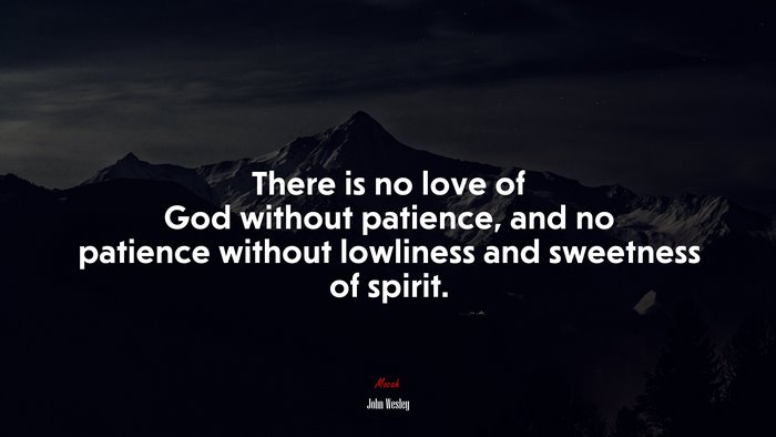 There is no love of God without patience, and no patience without lowliness and sweetness of spirit. | John Wesley quote