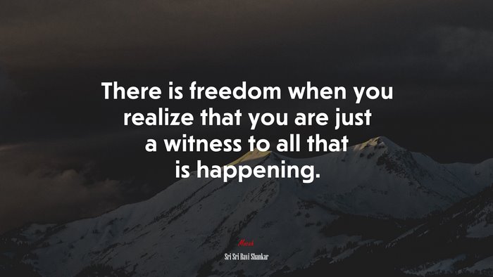 There is freedom when you realize that you are just a witness to all that is happening. | Sri Sri Ravi Shankar quote