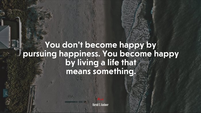 You don’t become happy by pursuing happiness. You become happy by living a life that means something. | Harold S. Kushner quote