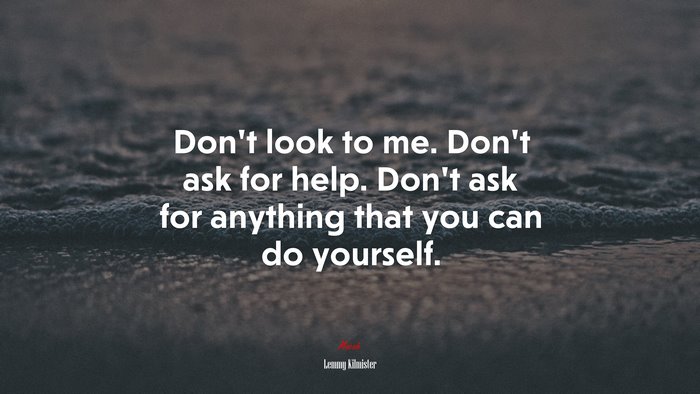 Don’t look to me. Don’t ask for help. Don’t ask for anything that you can do yourself. | Lemmy Kilmister quote