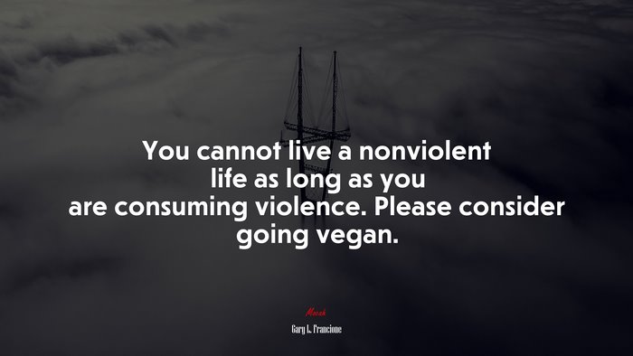 You cannot live a nonviolent life as long as you are consuming violence. Please consider going vegan. | Gary L. Francione quote