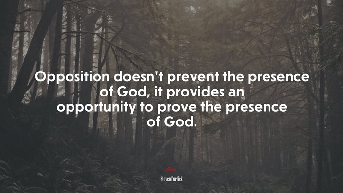 Opposition doesn’t prevent the presence of God, it provides an opportunity to prove the presence of God. | Steven Furtick quote