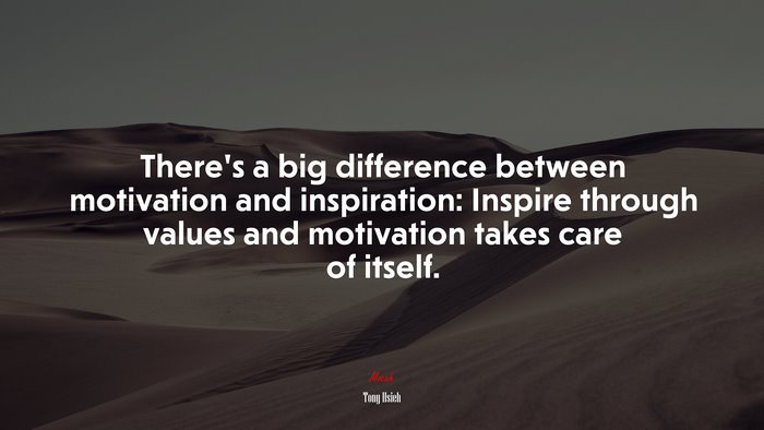 There’s a big difference between motivation and inspiration: Inspire through values and motivation takes care of itself. | Tony Hsieh quote