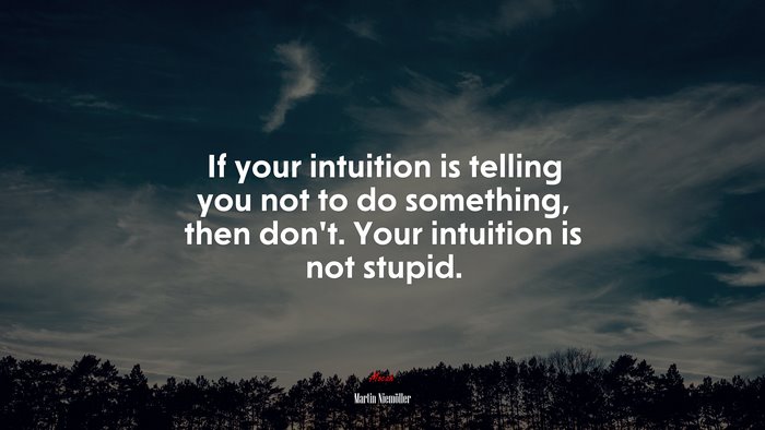 If your intuition is telling you not to do something, then don’t. Your intuition is not stupid. | Martin Niemöller quote