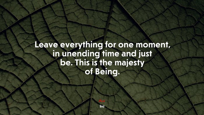 Leave everything for one moment, in unending time and just be. This is the majesty of Being. | Mooji quote