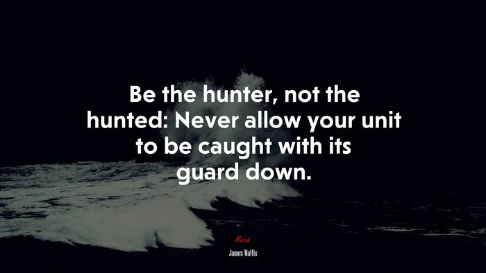 Be the hunter, not the hunted: Never allow your unit to be caught with its guard down. | James Mattis quote