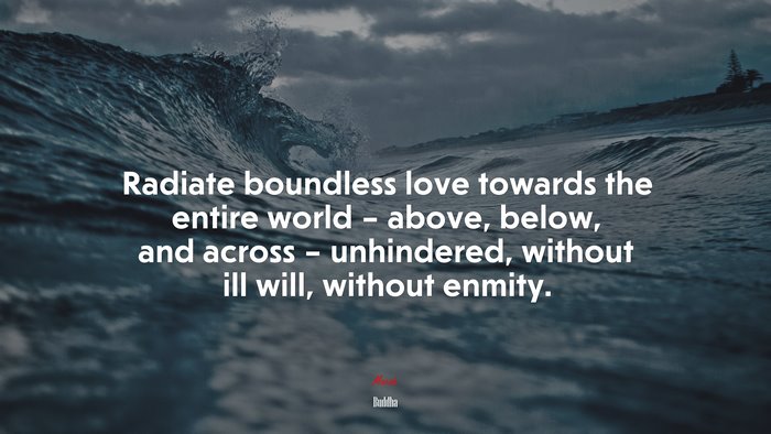 Radiate boundless love towards the entire world – above, below, and across – unhindered, without ill will, without enmity. | Buddha quote