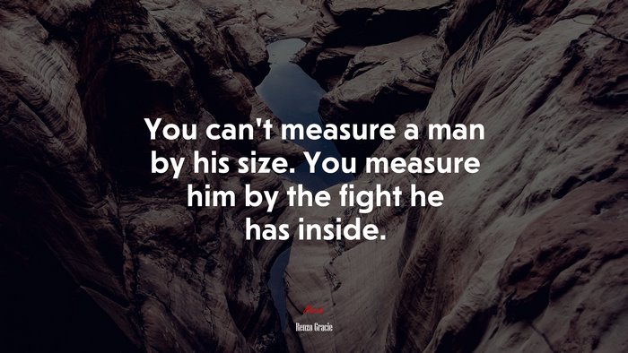You can’t measure a man by his size. You measure him by the fight he has inside. | Renzo Gracie quote