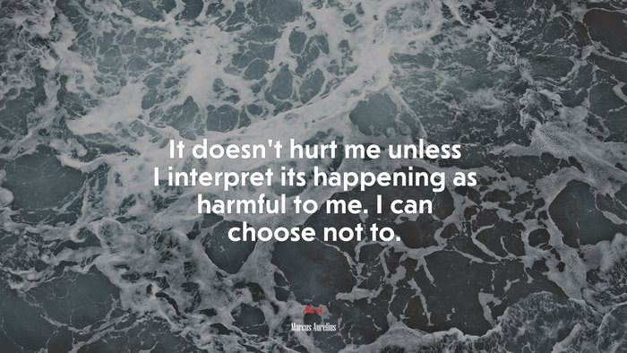 It doesn’t hurt me unless I interpret its happening as harmful to me. I can choose not to. | Marcus Aurelius quote
