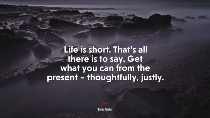 Life is short. That’s all there is to say. Get what you can from the present – thoughtfully, justly. | Marcus Aurelius quote
