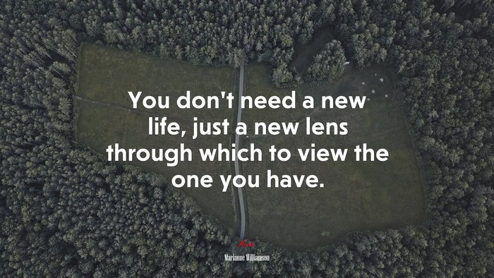 You don’t need a new life, just a new lens through which to view the one you have. | Marianne Williamson quote