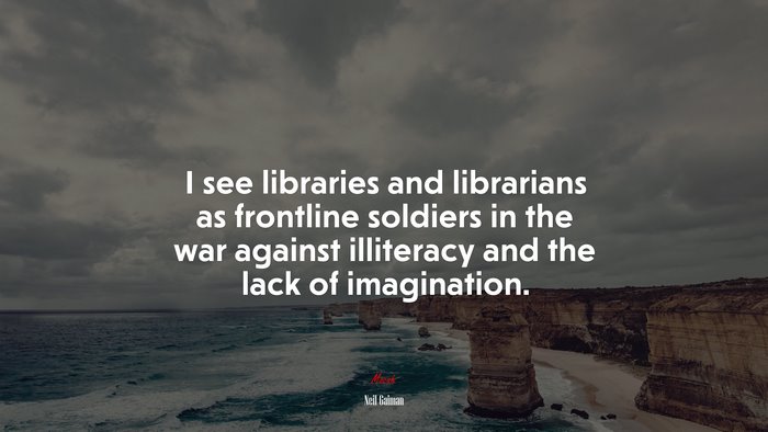 I see libraries and librarians as frontline soldiers in the war against illiteracy and the lack of imagination. | Neil Gaiman quote