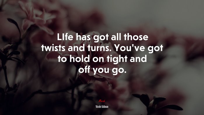 LIfe has got all those twists and turns. You’ve got to hold on tight and off you go. | Nicole Kidman quote