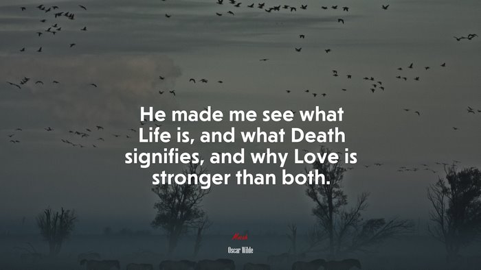 He made me see what Life is, and what Death signifies, and why Love is stronger than both. | Oscar Wilde quote