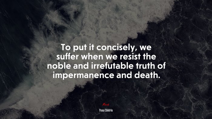To put it concisely, we suffer when we resist the noble and irrefutable truth of impermanence and death. | Pema Chödrön quote