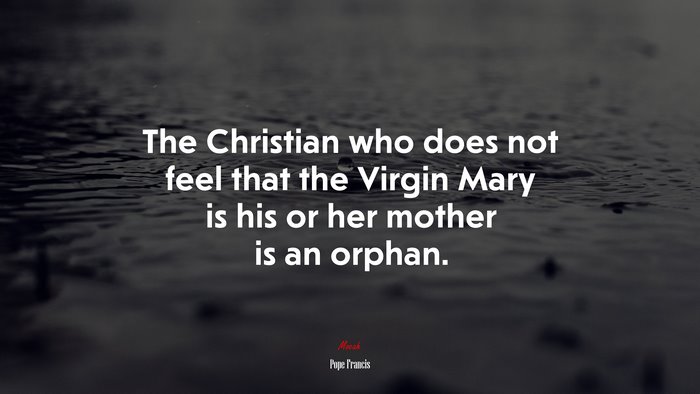 The Christian who does not feel that the Virgin Mary is his or her mother is an orphan. | Pope Francis quote