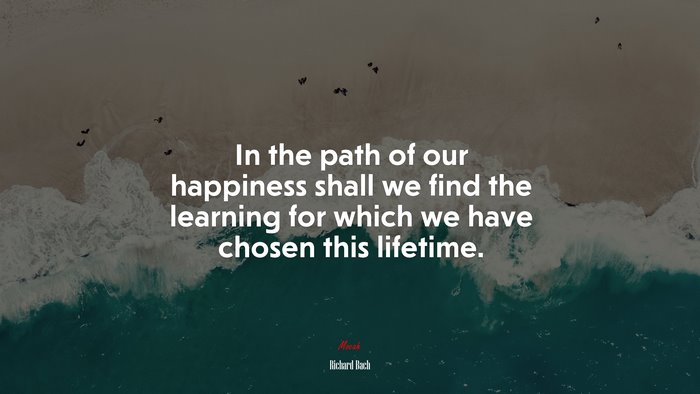 In the path of our happiness shall we find the learning for which we have chosen this lifetime. | Richard Bach quote