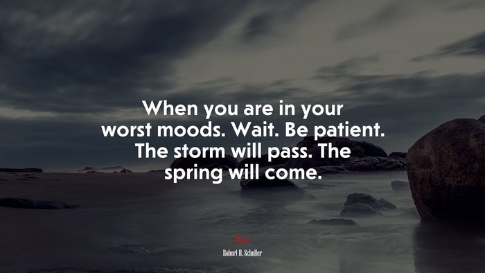 When you are in your worst moods. Wait. Be patient. The storm will pass. The spring will come. | Robert H. Schuller quote