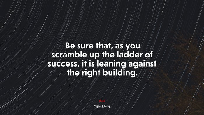 Be sure that, as you scramble up the ladder of success, it is leaning against the right building. | Stephen R. Covey quote