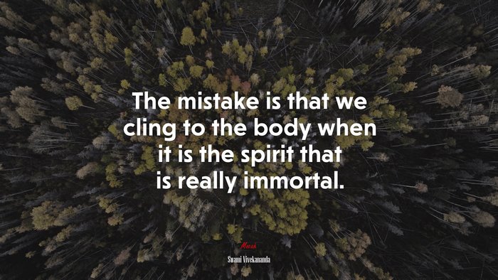 The mistake is that we cling to the body when it is the spirit that is really immortal. | Swami Vivekananda quote