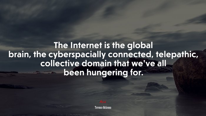 The Internet is the global brain, the cyberspacially connected, telepathic, collective domain that we’ve all been hungering for. | Terence McKenna quote