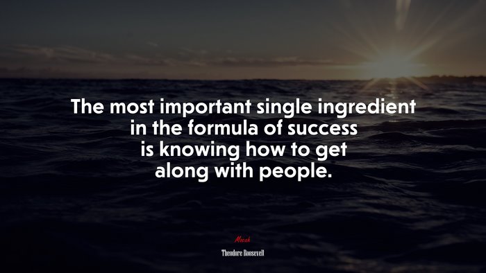 The most important single ingredient in the formula of success is knowing how to get along with people. | Theodore Roosevelt quote