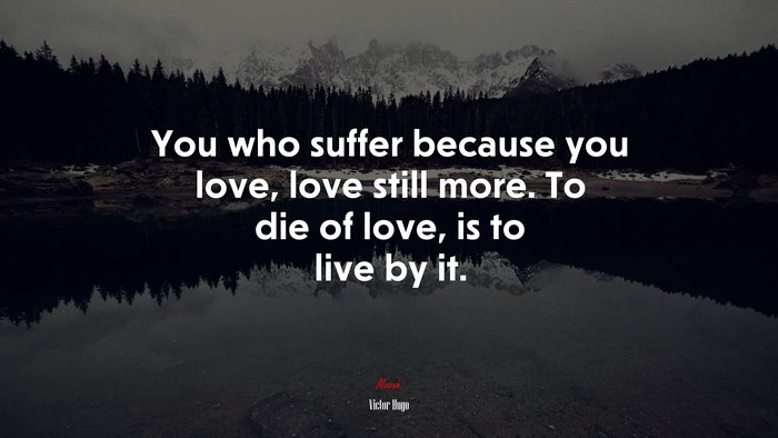 You who suffer because you love, love still more. To die of love, is to live by it. | Victor Hugo quote