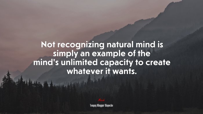 Not recognizing natural mind is simply an example of the mind’s unlimited capacity to create whatever it wants. | Yongey Mingyur Rinpoche quote