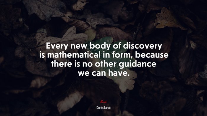 Every new body of discovery is mathematical in form, because there is no other guidance we can have. | Charles Darwin quote