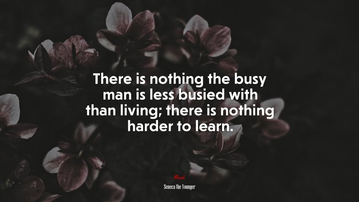 There is nothing the busy man is less busied with than living; there is nothing harder to learn. | Seneca the Younger quote