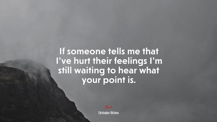 If someone tells me that I’ve hurt their feelings I’m still waiting to hear what your point is. | Christopher Hitchens quote