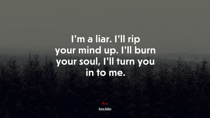I’m a liar. I’ll rip your mind up. I’ll burn your soul, I’ll turn you in to me. | Henry Rollins quote