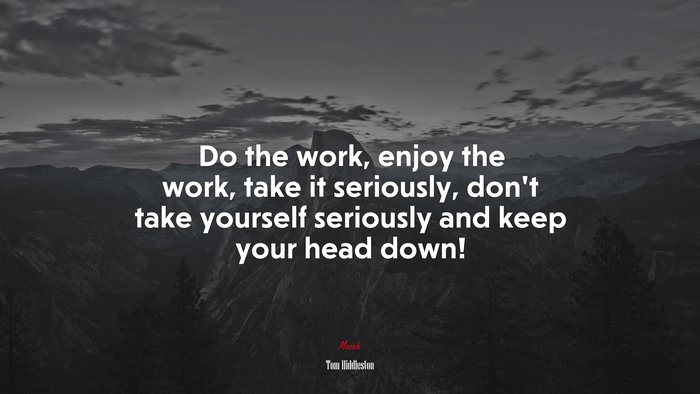 Do the work, enjoy the work, take it seriously, don’t take yourself seriously and keep your head down! | Tom Hiddleston quote