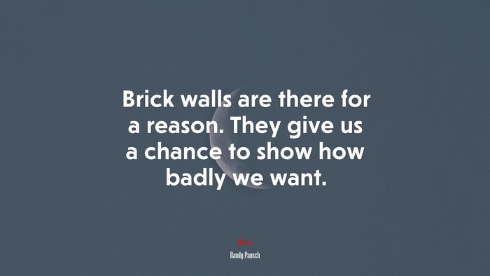 Brick walls are there for a reason. They give us a chance to show how badly we want. | Randy Pausch quote