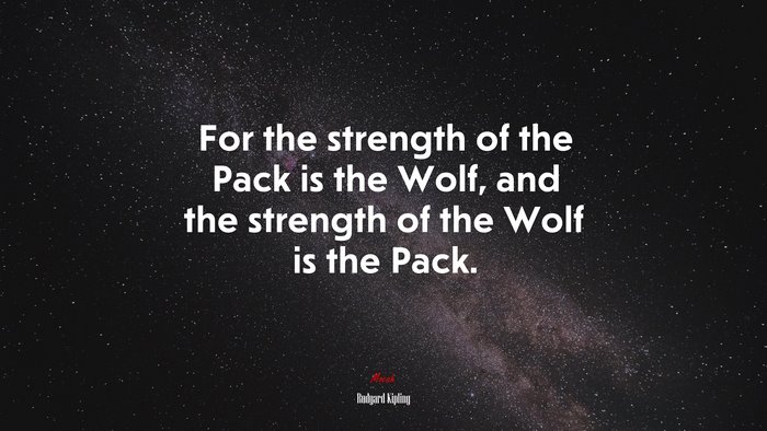 For the strength of the Pack is the Wolf, and the strength of the Wolf is the Pack. | Rudyard Kipling quote