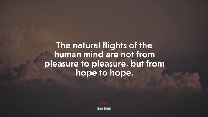 The natural flights of the human mind are not from pleasure to pleasure, but from hope to hope. | Samuel Johnson quote