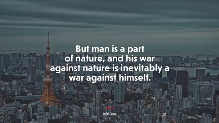But man is a part of nature, and his war against nature is inevitably a war against himself. | Rachel Carson quote
