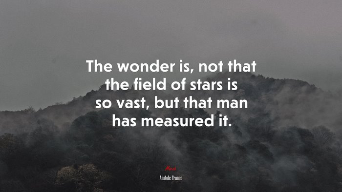 The wonder is, not that the field of stars is so vast, but that man has measured it. | Anatole France quote