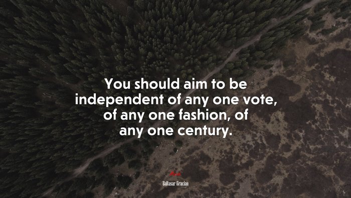 You should aim to be independent of any one vote, of any one fashion, of any one century. | Baltasar Gracián quote