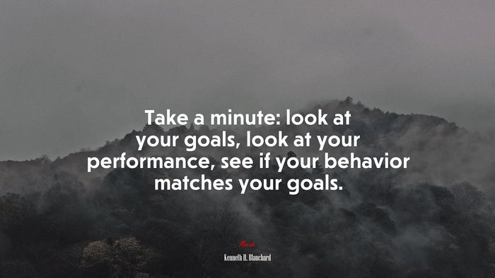 Take a minute: look at your goals, look at your performance, see if your behavior matches your goals. | Kenneth H. Blanchard quote