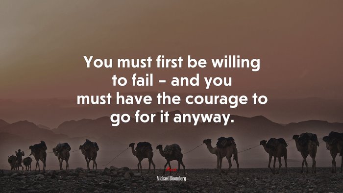 You must first be willing to fail – and you must have the courage to go for it anyway. | Michael Bloomberg quote