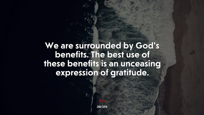 We are surrounded by God’s benefits. The best use of these benefits is an unceasing expression of gratitude. | John Calvin quote