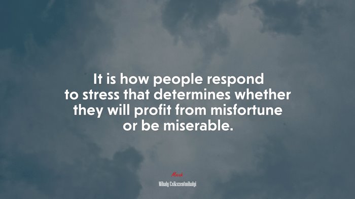 It is how people respond to stress that determines whether they will profit from misfortune or be miserable. | Mihaly Csikszentmihalyi quote