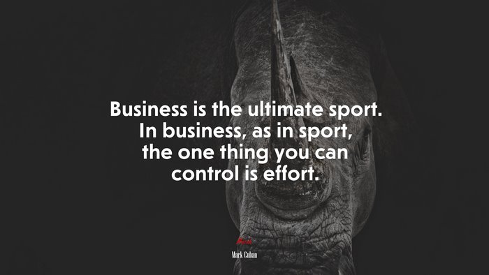 Business is the ultimate sport. In business, as in sport, the one thing you can control is effort. | Mark Cuban quote