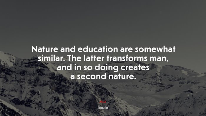 Nature and education are somewhat similar. The latter transforms man, and in so doing creates a second nature. | Democritus quote