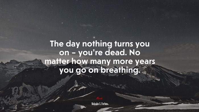 The day nothing turns you on – you’re dead. No matter how many more years you go on breathing. | Malcolm S. Forbes quote