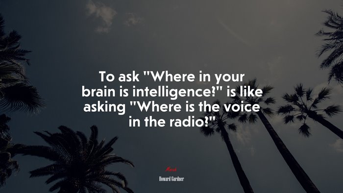 To ask “Where in your brain is intelligence?” is like asking “Where is the voice in the radio?” | Howard Gardner quote