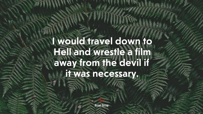 I would travel down to Hell and wrestle a film away from the devil if it was necessary. | Werner Herzog quote