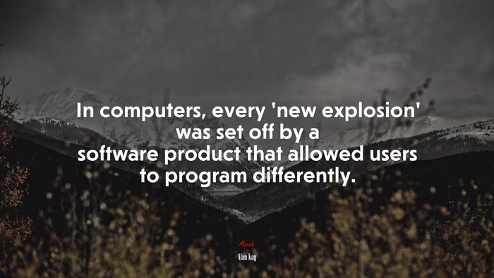 In computers, every ‘new explosion’ was set off by a software product that allowed users to program differently. | Alan Kay quote